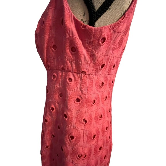 Muse Woman’s Size 8 Pink Embroidered Circle Textured Empire Waist Lined Dress - Picture 14 of 16